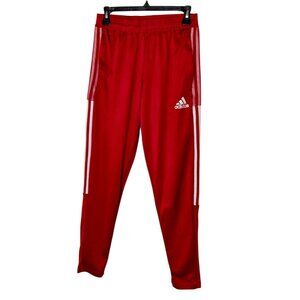 Adidas Mens Trio 21 Track Pants S Red Athletic Fit Primegreen Zip Pockets